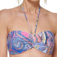 Tommy Hilfiger Feminino Paisley Estampado Biquíni Sutiã Top Maiô Azul