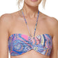 Tommy Hilfiger Feminino Paisley Estampado Biquíni Sutiã Top Maiô Azul