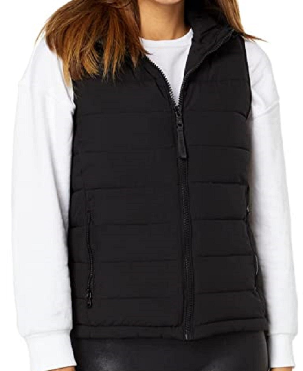 Calvin Klein Colete Feminino com Capuz e Zíper Frontal, Preto, Tamanho P