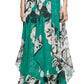 Vestido longo feminino Calvin Klein com estampa floral bordada metálica, verde, tamanho 6