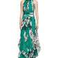 Vestido longo feminino Calvin Klein com estampa floral bordada metálica, verde, tamanho 6