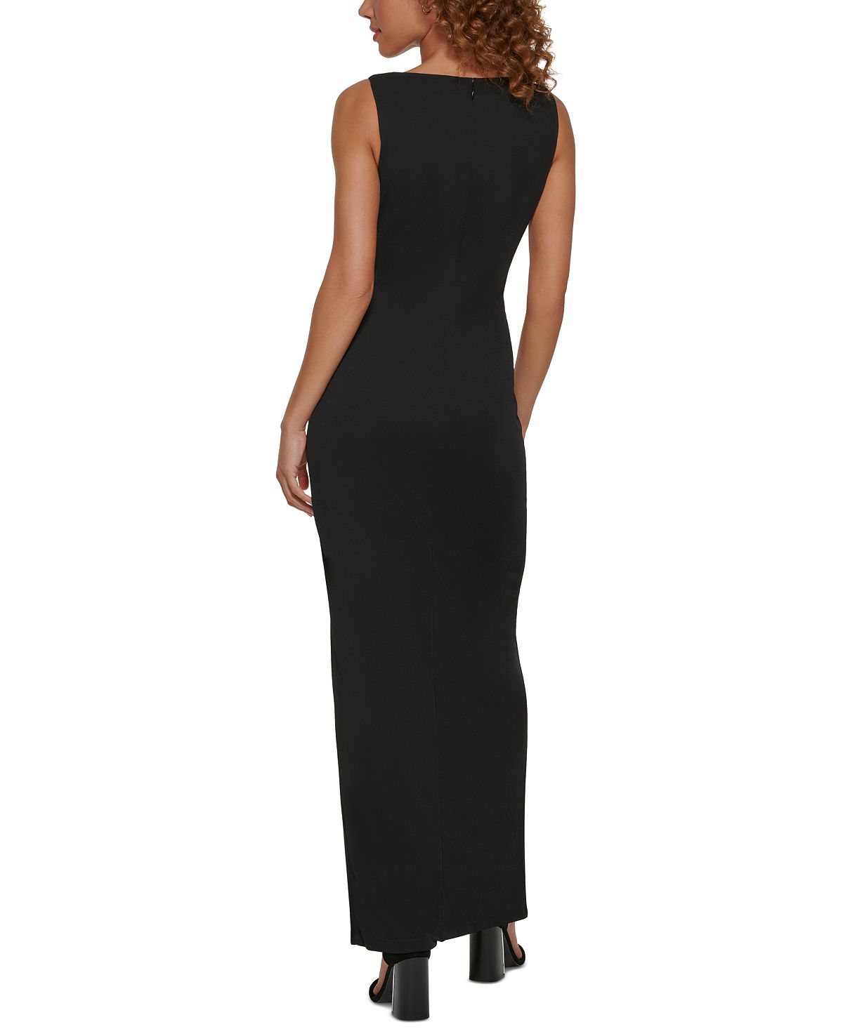 Vestido Calvin Klein Scuba Crepe Recortado Feminino Preto Tamanho 16