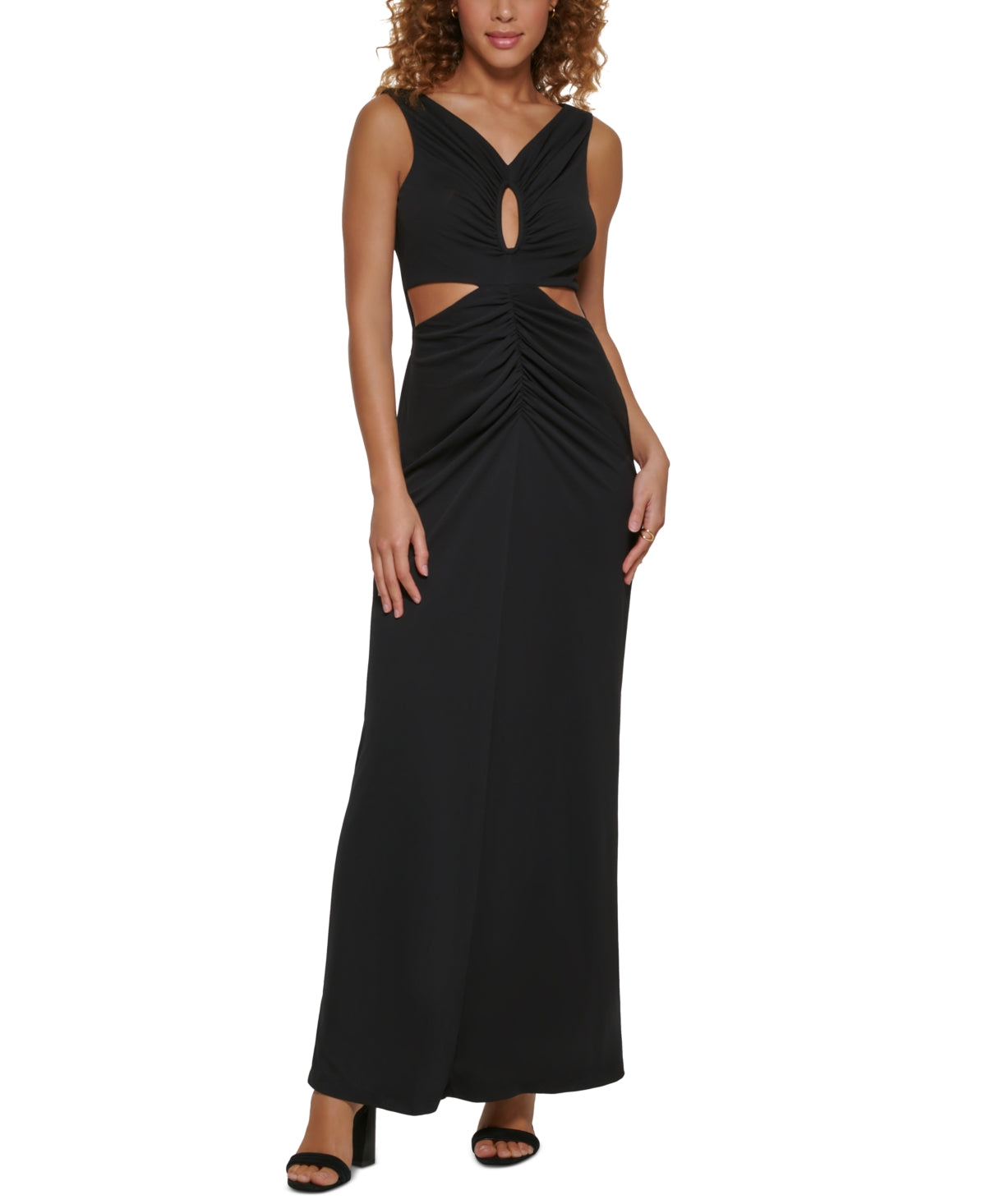 Vestido Calvin Klein Scuba Crepe Recortado Feminino Preto Tamanho 16