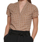 Blusa feminina Calvin Klein estampada com manga tulipa marrom tamanho pequeno extrapequeno