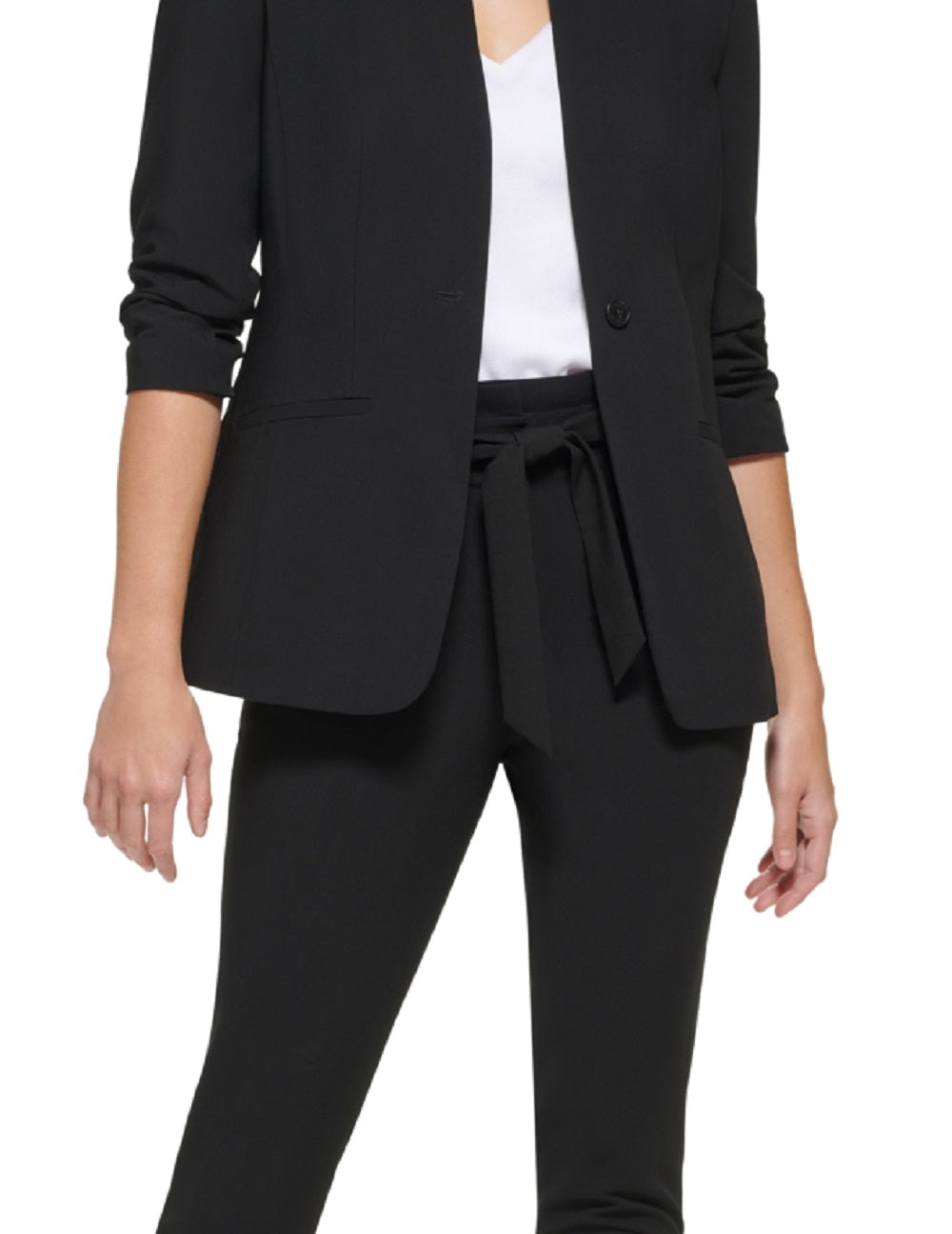 Calvin Klein Blazer Feminino Manga Longa Um Botão Preto Tamanho 2 Petite