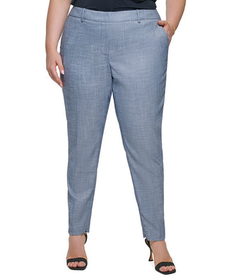 Calça Calvin Klein Feminina Cintura Média com Zíper no Tornozelo Azul Tamanho 16W