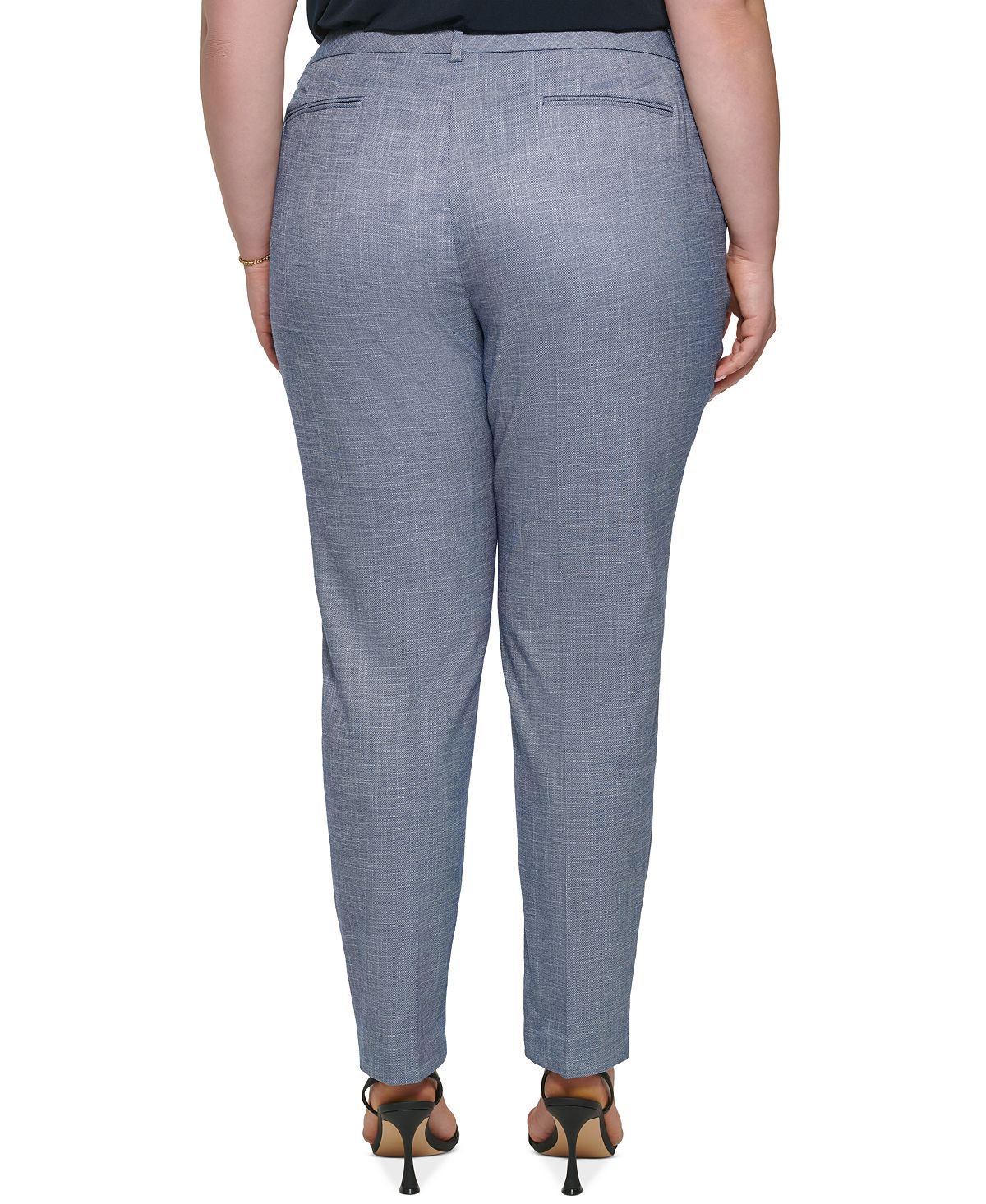 Calça Calvin Klein Feminina Cintura Média com Zíper no Tornozelo Azul Tamanho 16W