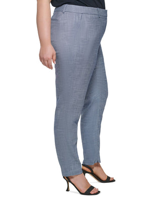 Calça Calvin Klein Feminina Cintura Média com Zíper no Tornozelo Azul Tamanho 16W