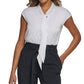 Blusa Calvin Klein Feminina Manga Curta Gola Amarrada Branca Tamanho Pequeno Grande