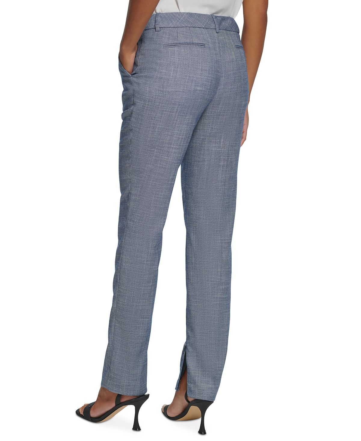 Calça Calvin Klein Feminina Cintura Média com Zíper no Tornozelo Azul Tamanho 12 Petite