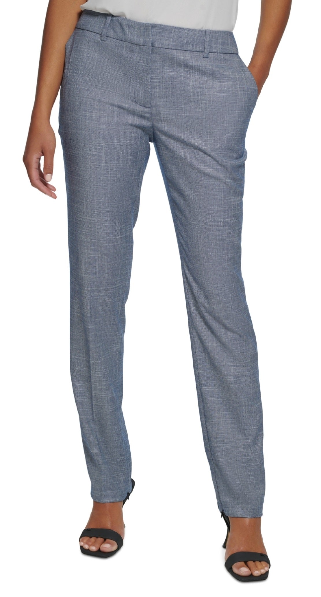 Calça Calvin Klein Feminina Cintura Média com Zíper no Tornozelo Azul