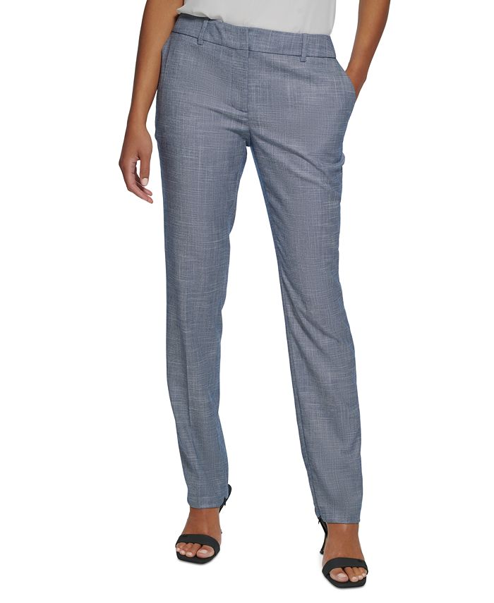 Calça Calvin Klein Feminina Cintura Média com Zíper no Tornozelo Azul