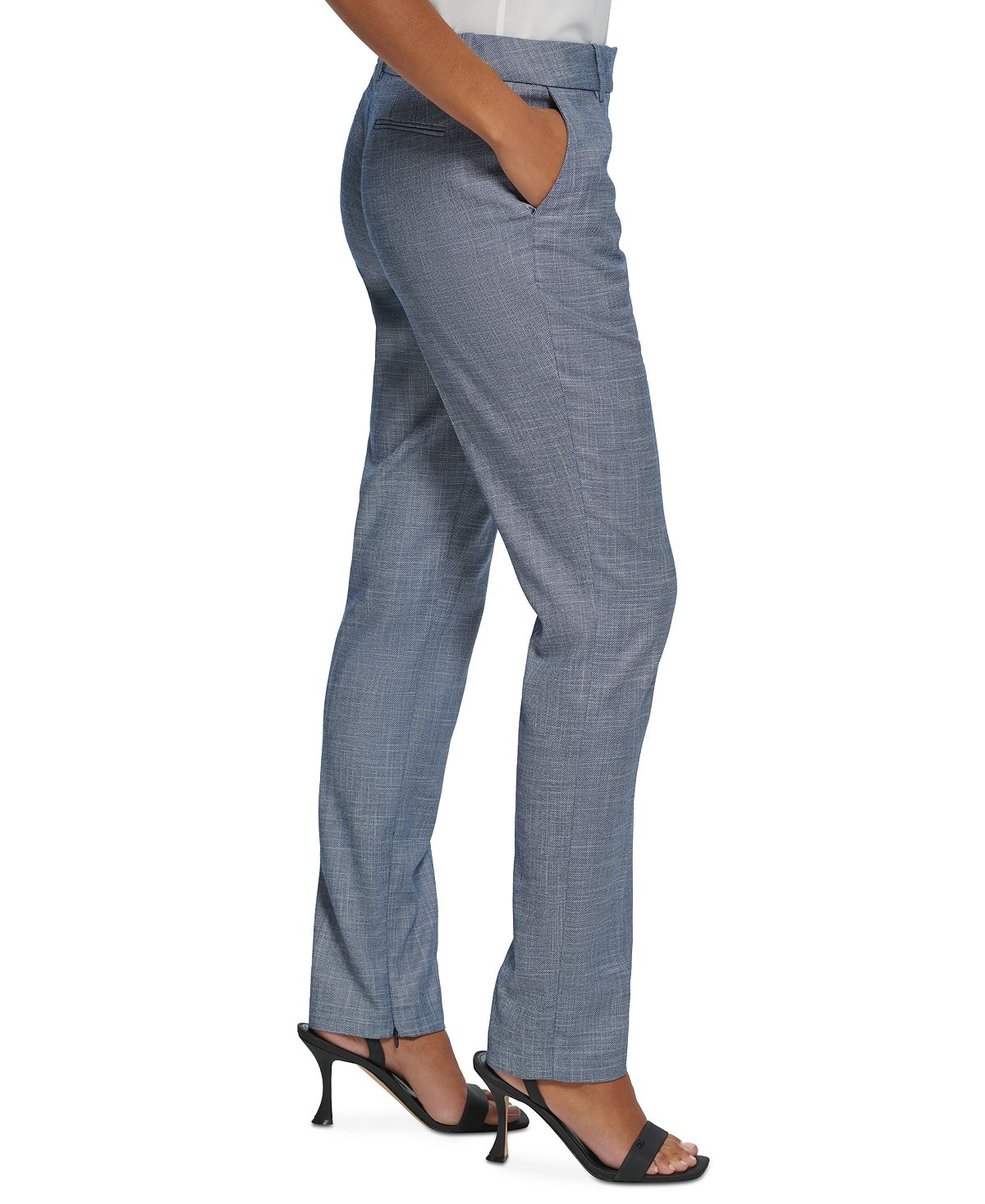 Calça Calvin Klein Feminina Cintura Média com Zíper no Tornozelo Azul