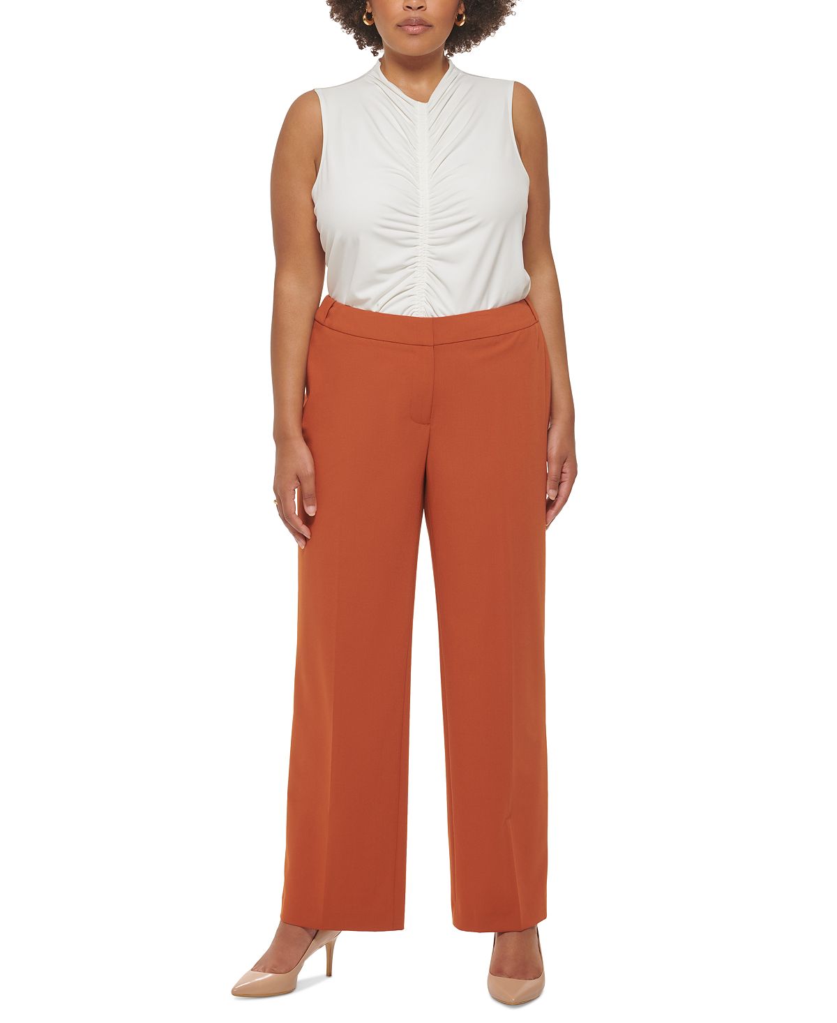 Calça Calvin Klein Lux Highline Feminina Marrom Tamanho 20W