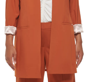 Calvin Klein Blazer Lux Roll Tab Feminino Marrom Tamanho 18W