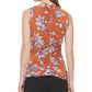 Blusa feminina Calvin Klein floral sem mangas franzida marrom tamanho pequeno extragrande