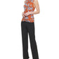 Blusa feminina Calvin Klein floral sem mangas franzida marrom tamanho pequeno extragrande
