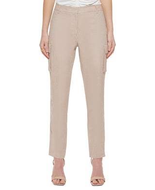 Calça feminina Calvin Klein de linho mesclado, marrom, tamanho 8, pequena