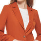 Calvin Klein Blazer Feminino com Detalhe de Botão e Manga Franzida Marrom Tamanho 6 Petite