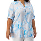 Blusa Calvin Klein Feminina Estampada com Aba Dobrada Cinza Tamanho 2X