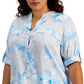 Blusa Calvin Klein Feminina Estampada com Aba Dobrada Cinza Tamanho 2X