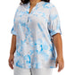 Blusa Calvin Klein Feminina Estampada com Aba Dobrada Cinza Tamanho 2X