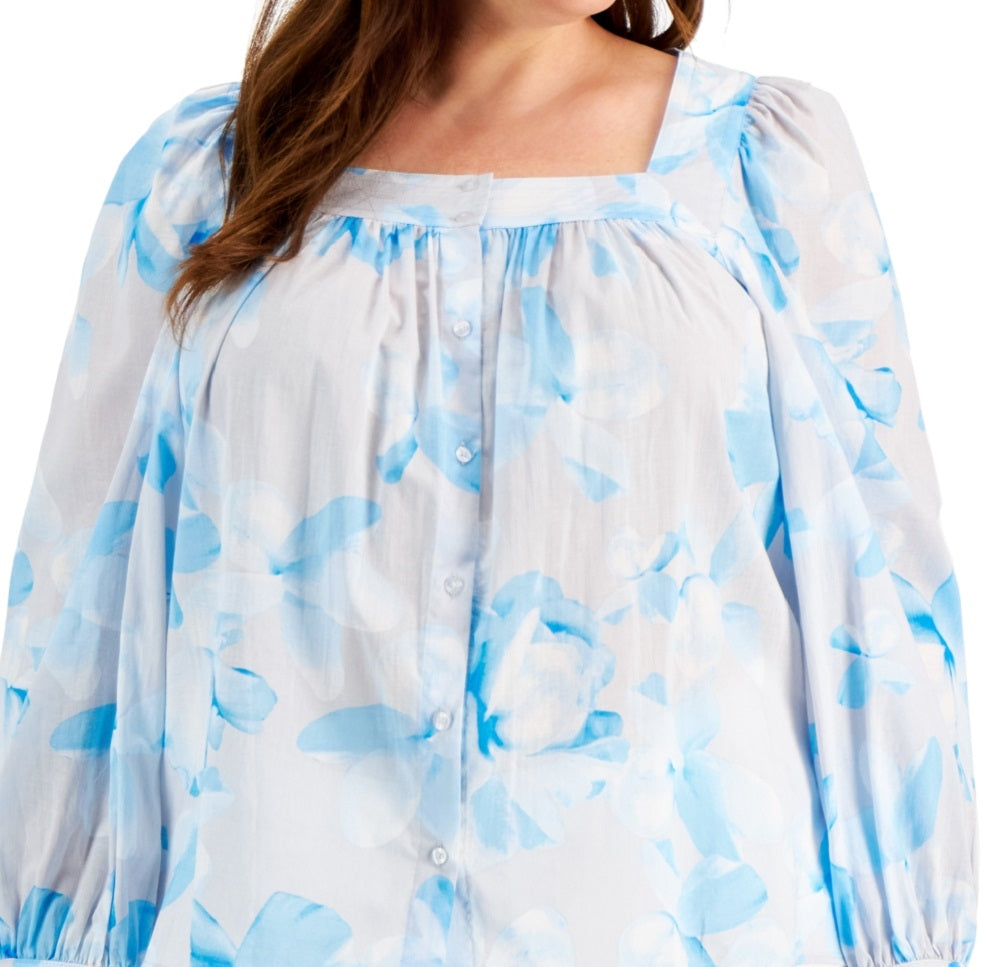 Blusa Calvin Klein Feminina de Algodão com Gola Quadrada, Branca, Tamanho 2X