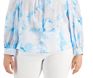 Blusa Calvin Klein Feminina de Algodão com Gola Quadrada, Branca, Tamanho 2X