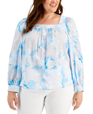 Blusa Calvin Klein Feminina de Algodão com Gola Quadrada, Branca, Tamanho 2X