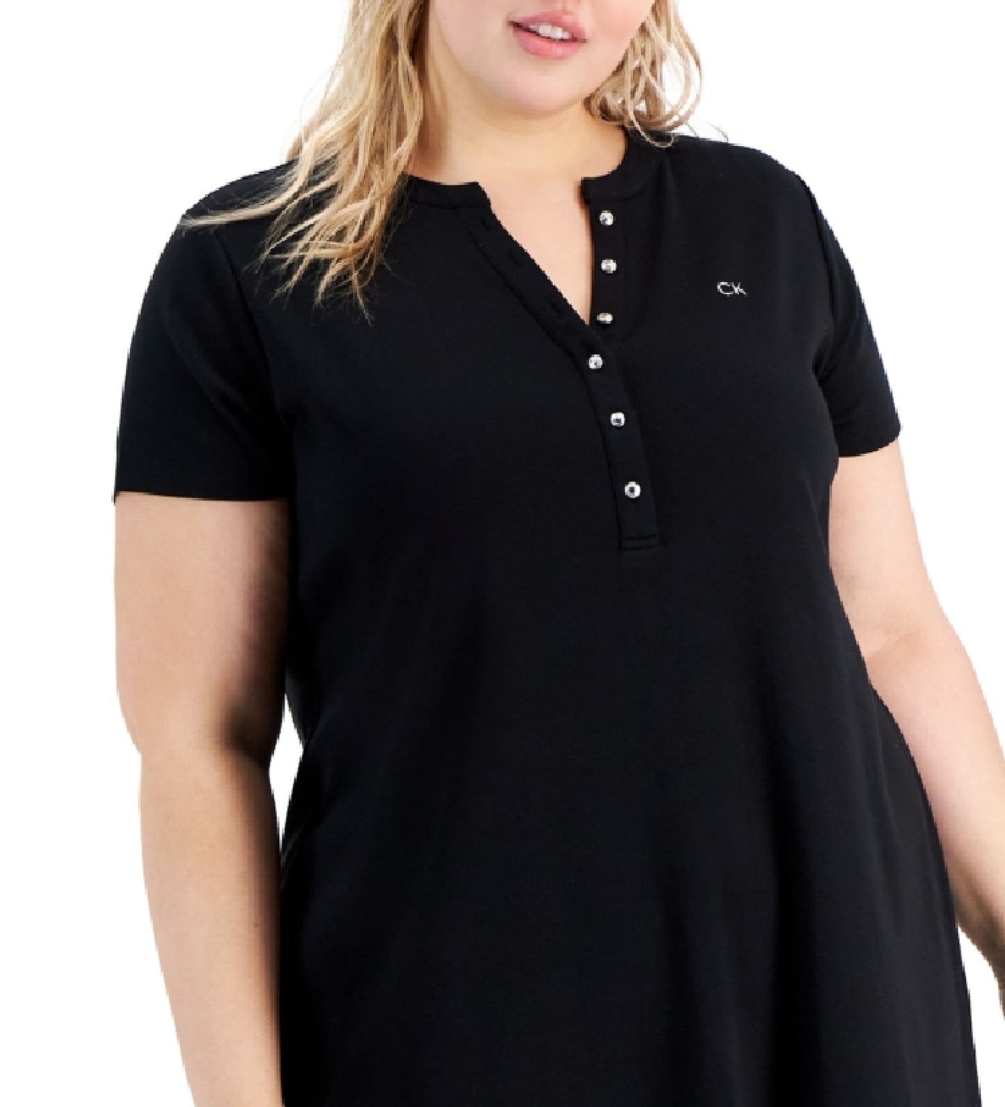 Vestido Henley Feminino Calvin Klein Preto Tamanho 2X