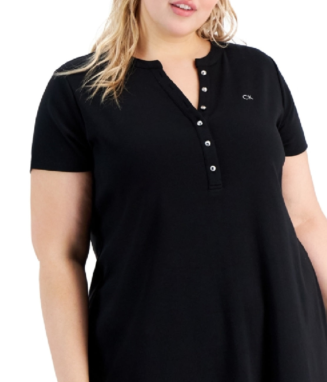 Vestido Henley Feminino Calvin Klein Preto Tamanho 1X