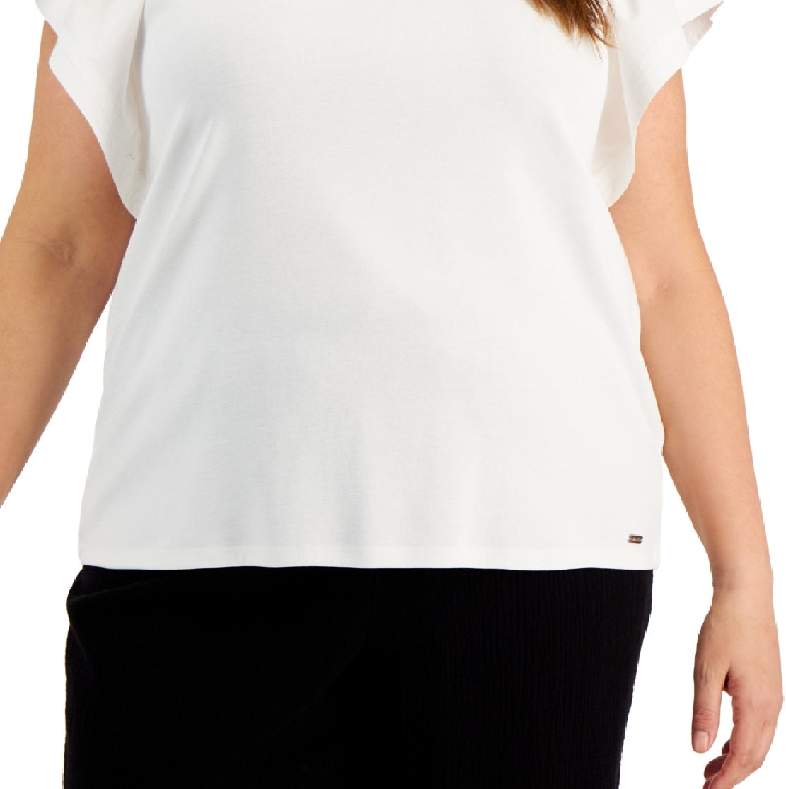 Blusa Calvin Klein Feminina Manga Flutter Branca Tamanho 3X