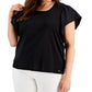 Blusa Calvin Klein Feminina Manga Flutter Preta Tamanho 3X