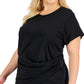 Blusa drapeada Calvin Klein feminina preta tamanho 3X