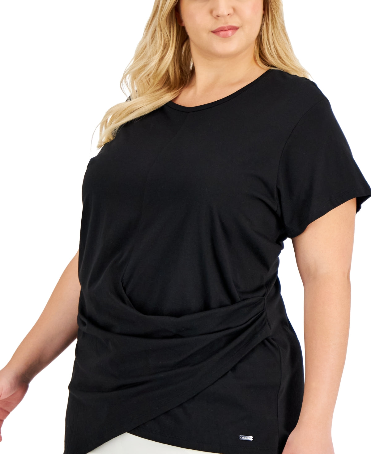 Blusa drapeada Calvin Klein feminina preta tamanho 3X