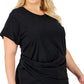 Blusa drapeada Calvin Klein feminina preta tamanho 3X