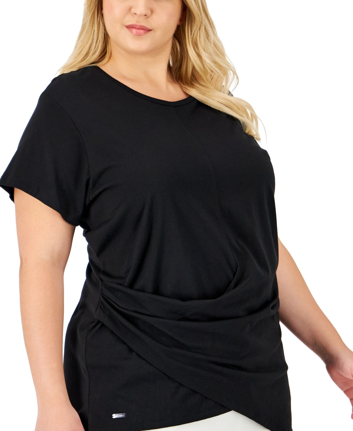 Blusa drapeada Calvin Klein feminina preta tamanho 3X