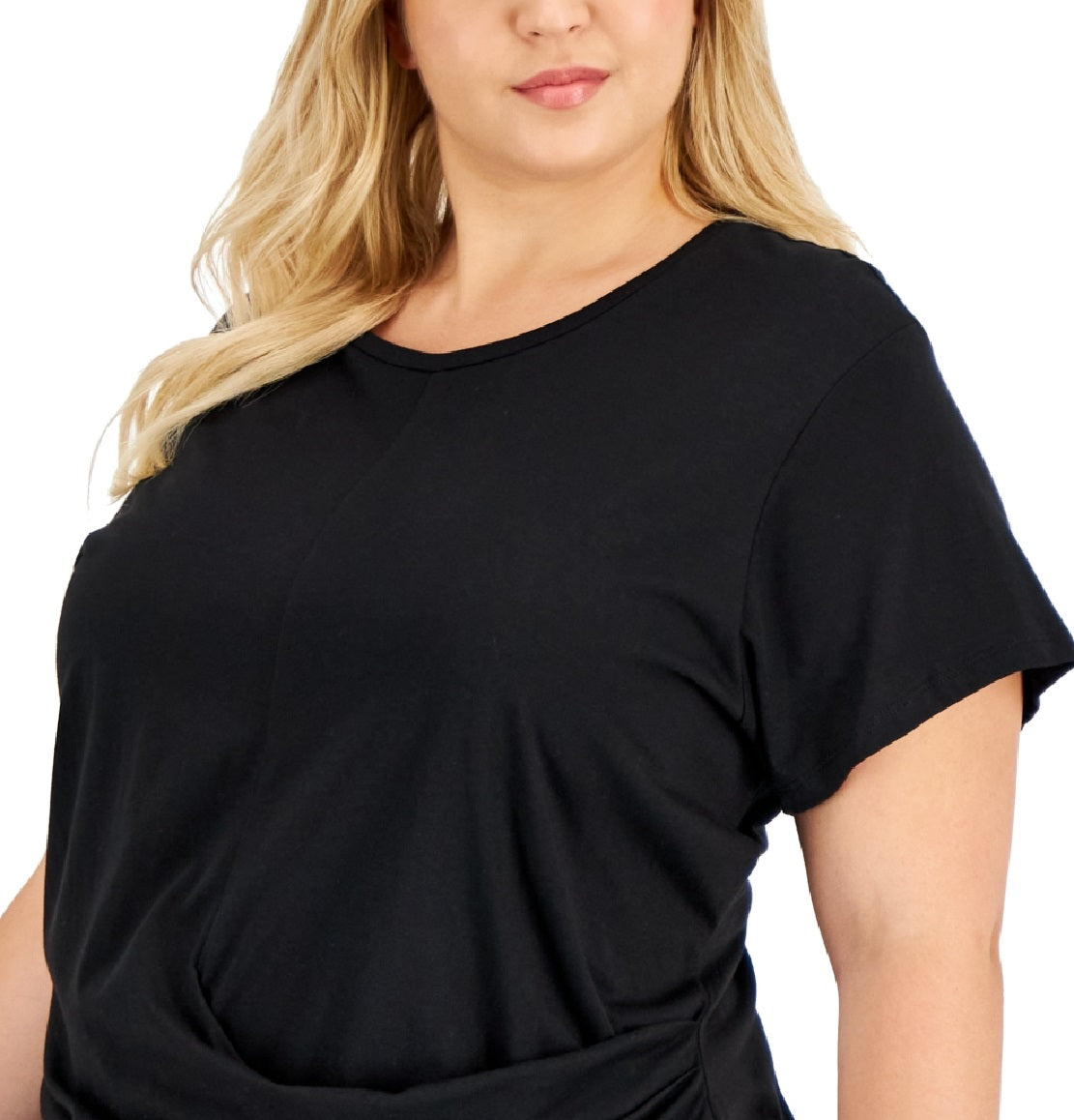 Blusa drapeada Calvin Klein feminina preta tamanho 3X