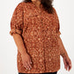 Blusa Calvin Klein Feminina Manga Longa com Botões Marrom Tamanho 1X