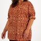 Blusa Calvin Klein Feminina Manga Longa com Botões Marrom Tamanho 1X