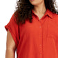 Camisa feminina Calvin Klein de algodão com botões frontais, marrom, tamanho 3X