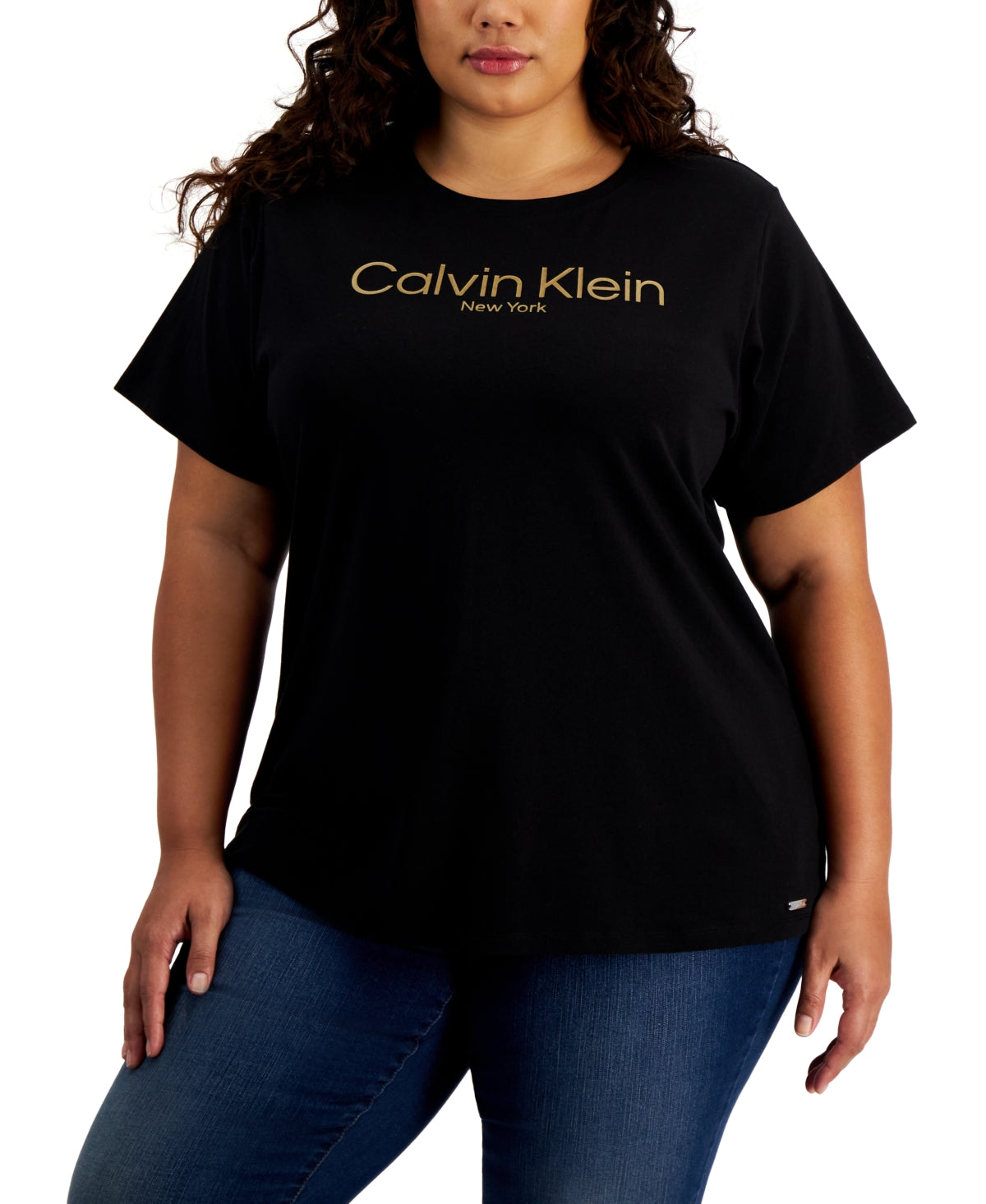 Camiseta estampada feminina Calvin Klein preta tamanho 3X