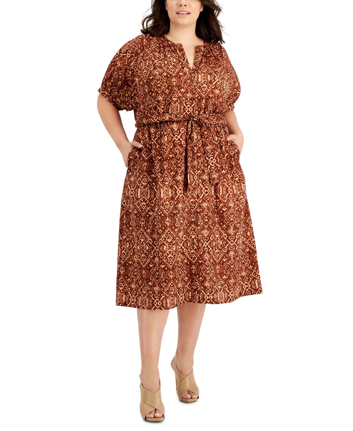 calvin-klein-womens-cotton-batik-print-shirt-dress-brown-size-20w
