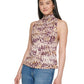 Blusa Calvin Klein Feminina Estampada Sem Mangas Amarrada nas Costas Gola Redonda Marrom Tamanho X-G