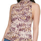 Blusa Calvin Klein Feminina Estampada Sem Mangas Amarrada nas Costas Gola Redonda Marrom Tamanho X-G