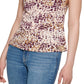 Blusa Calvin Klein Feminina Estampada Sem Mangas Amarrada nas Costas Gola Redonda Marrom Tamanho X-G