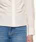 Camisa Calvin Klein Feminina com Botões Frontais e Franzidos, Branca, Tamanho Pequeno
