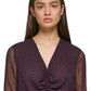 Blusa feminina Calvin Klein manga comprida xadrez franzida na frente marrom tamanho médio