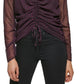 Blusa feminina Calvin Klein manga comprida xadrez franzida na frente marrom tamanho médio