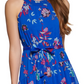 Vestido longo Calvin Klein feminino com estampa floral, cinto e alças finas, azul, tamanho 12, pequeno